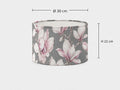 Grey and blush magnolia drum lampshade 30 x 22 cm