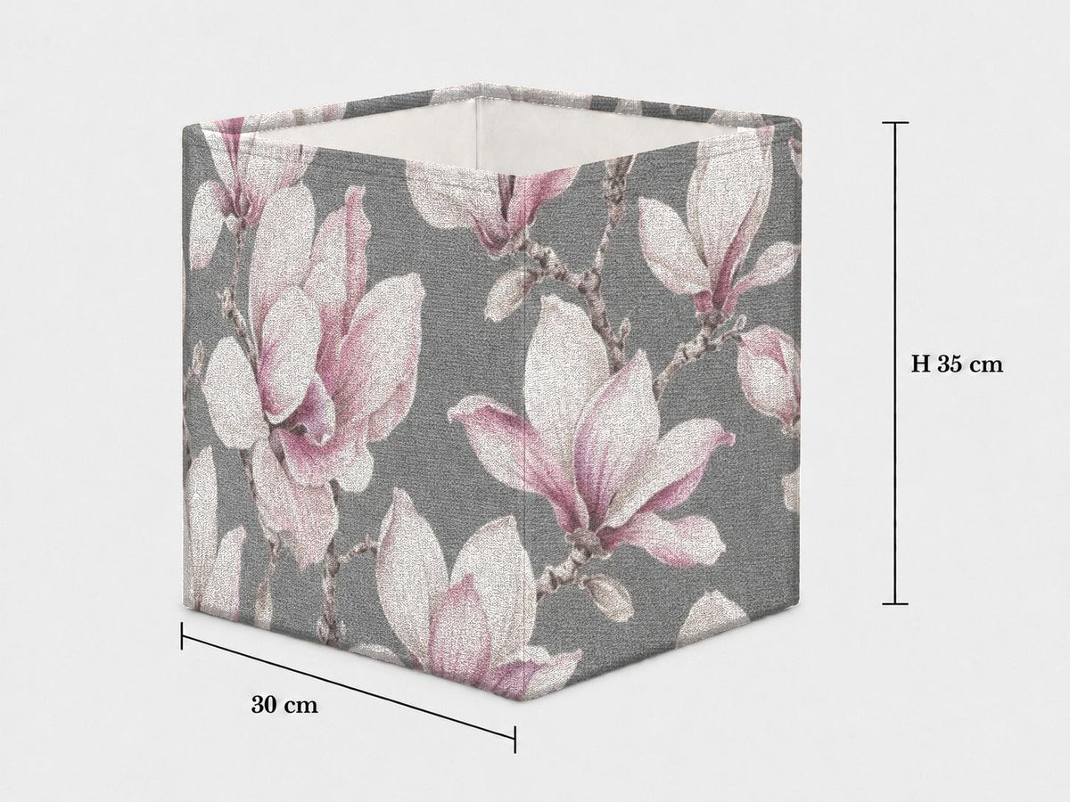 Grey and blush magnolia cube lampshade 30 x 30 x 35 cm