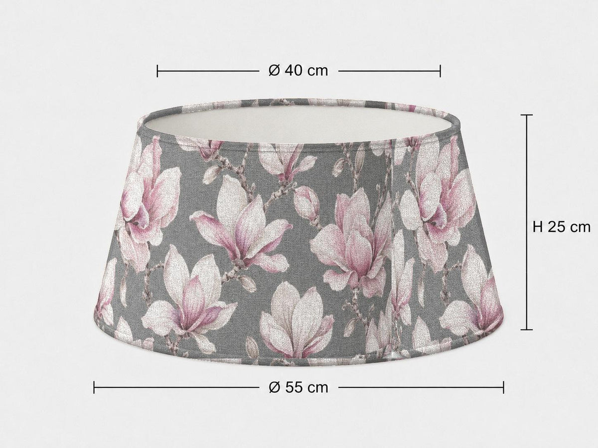 Grey and blush magnolia tapered lampshade 40 x 55 x 25 cm