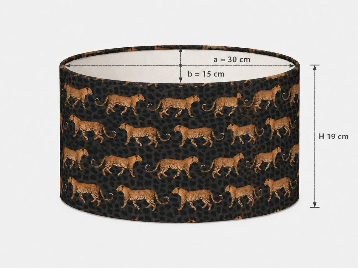 Golden leopard print oval lampshade 30 x 15 x 19 cm