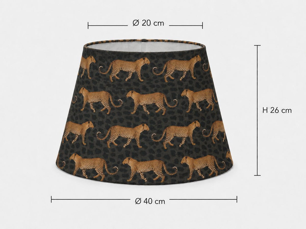 Golden leopard print tapered lampshade 20 x 40 x 26 cm