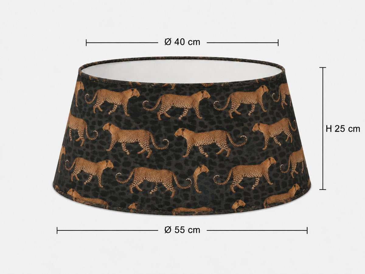 Golden leopard print tapered lampshade 40 x 55 x 25 cm