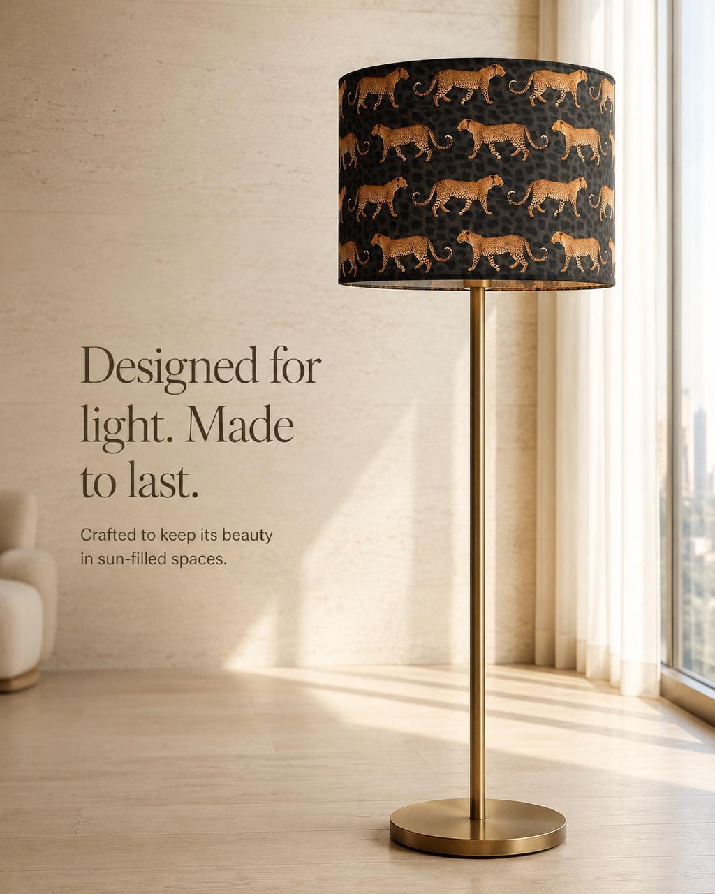 Golden leopard print UV-resistant lampshade shape and size detail
