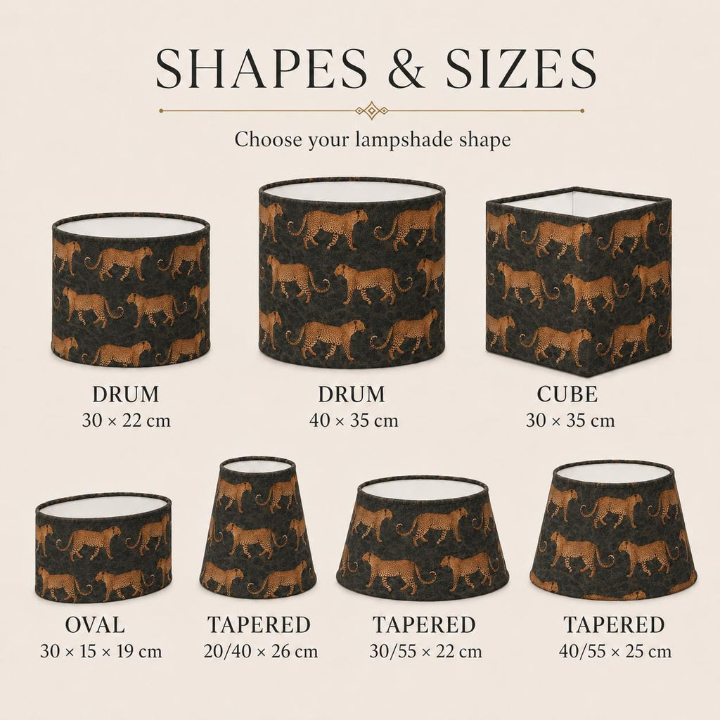 Golden leopard print UV-resistant lampshade shape and size detail