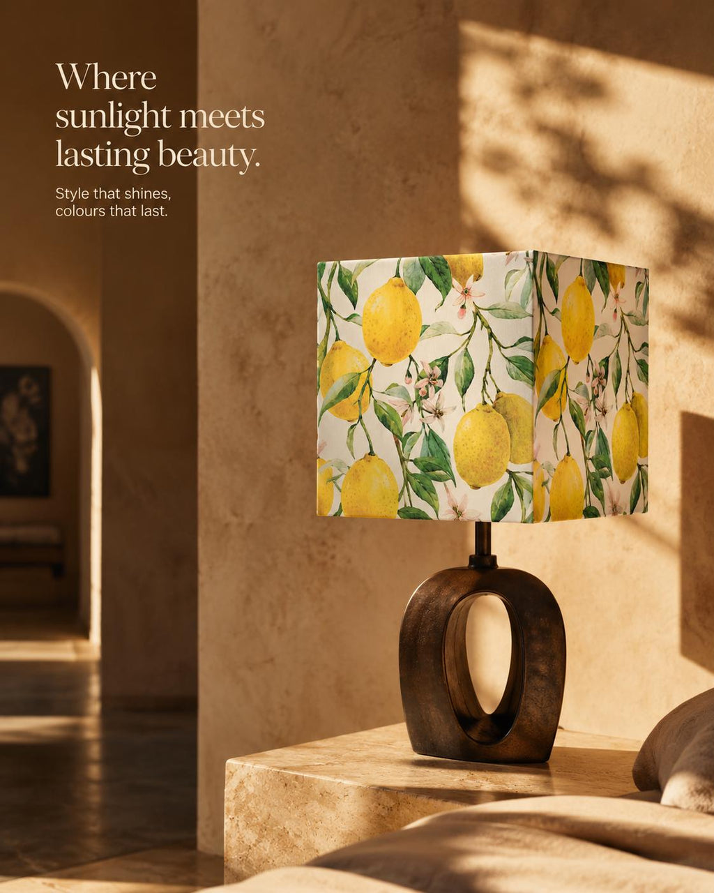Lemon botanical UV-resistant lampshade shape and size detail
