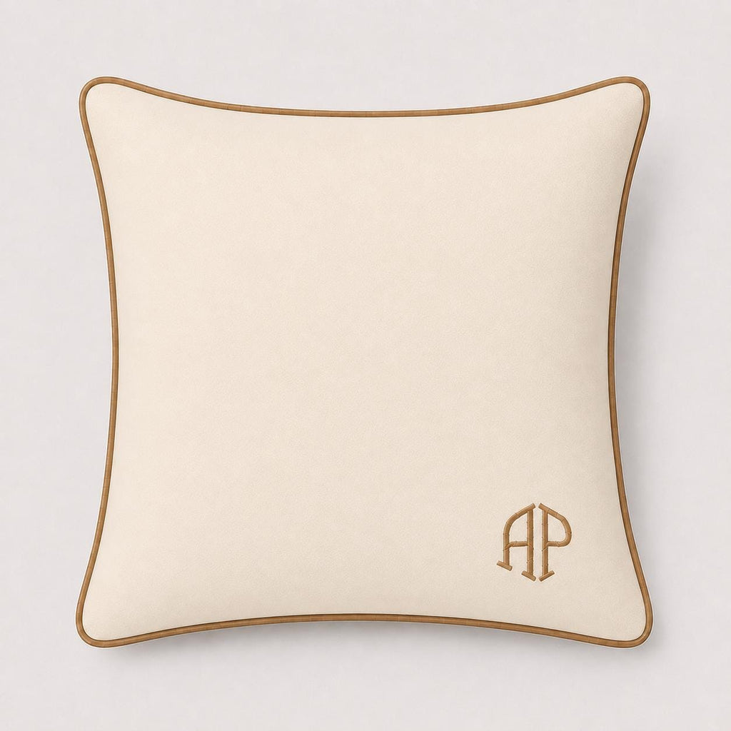 Dusty Blue personalised embroidered monogram cushion, 50 × 50 cm