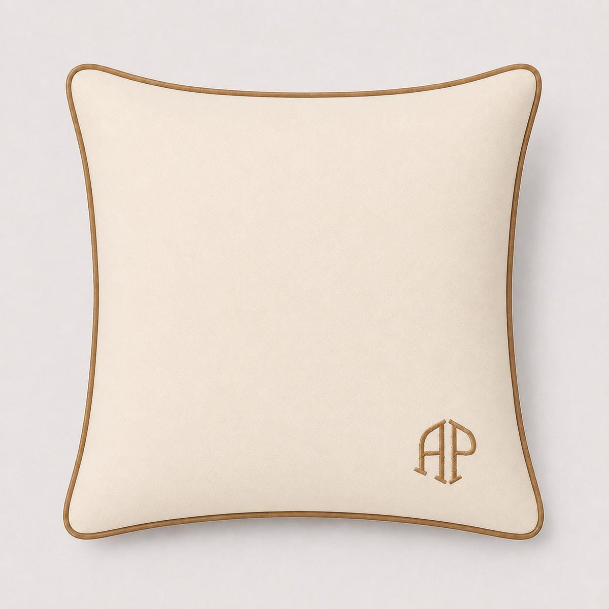 Dusty Blue personalised embroidered monogram cushion, 50 × 50 cm