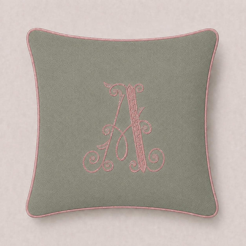 Sage Green embroidered letter A