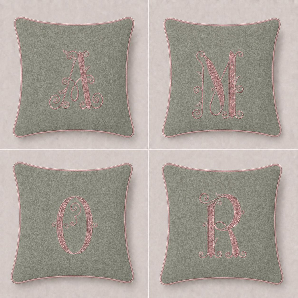 Dusty Blue embroidered letter A