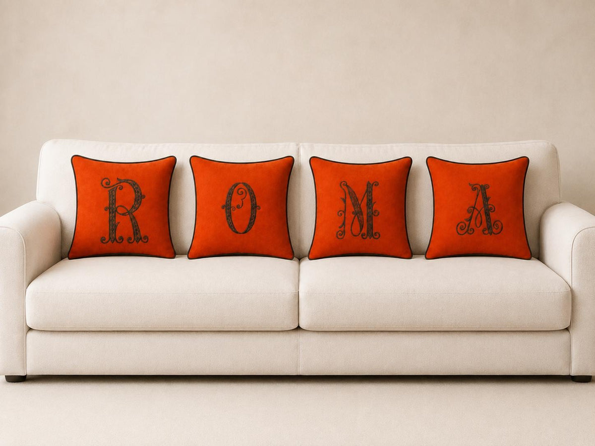 Orange embroidered letter R