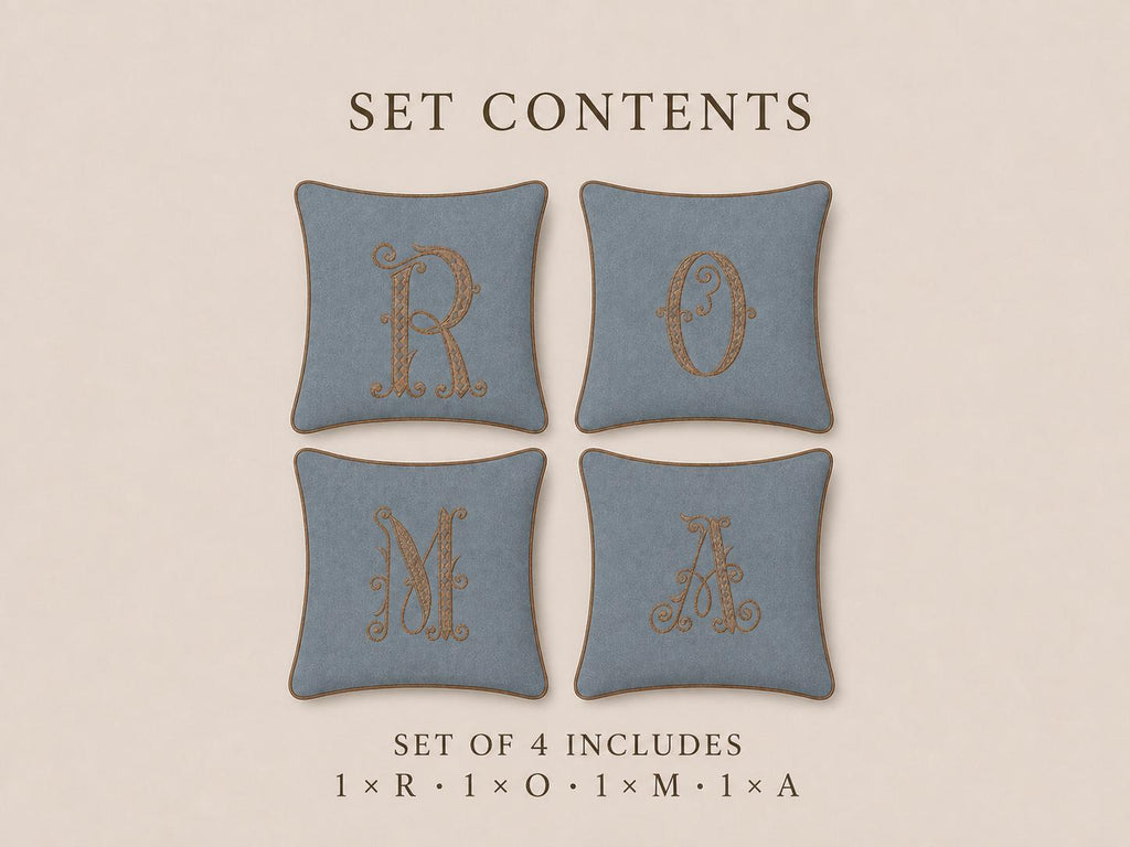 Dusty Blue embroidered letter O