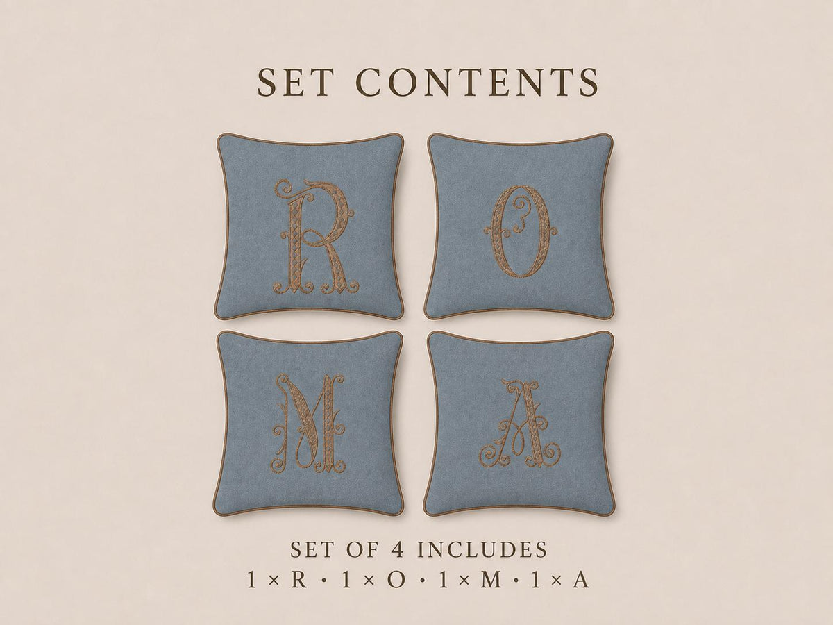 Dusty Blue embroidered letter O