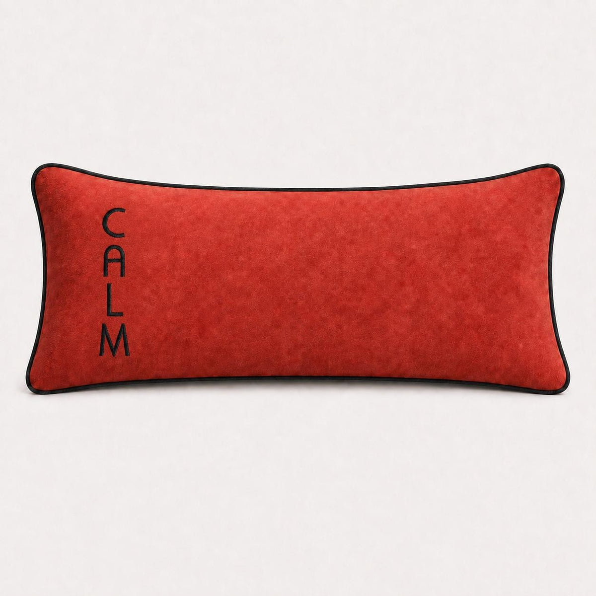 Brick red GLOW embroidered lumbar cushion