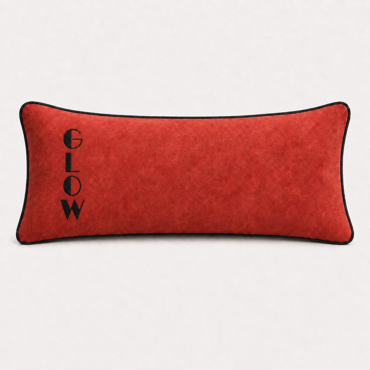 Brick red set of two COZY and CALM embroidered lumbar cushion