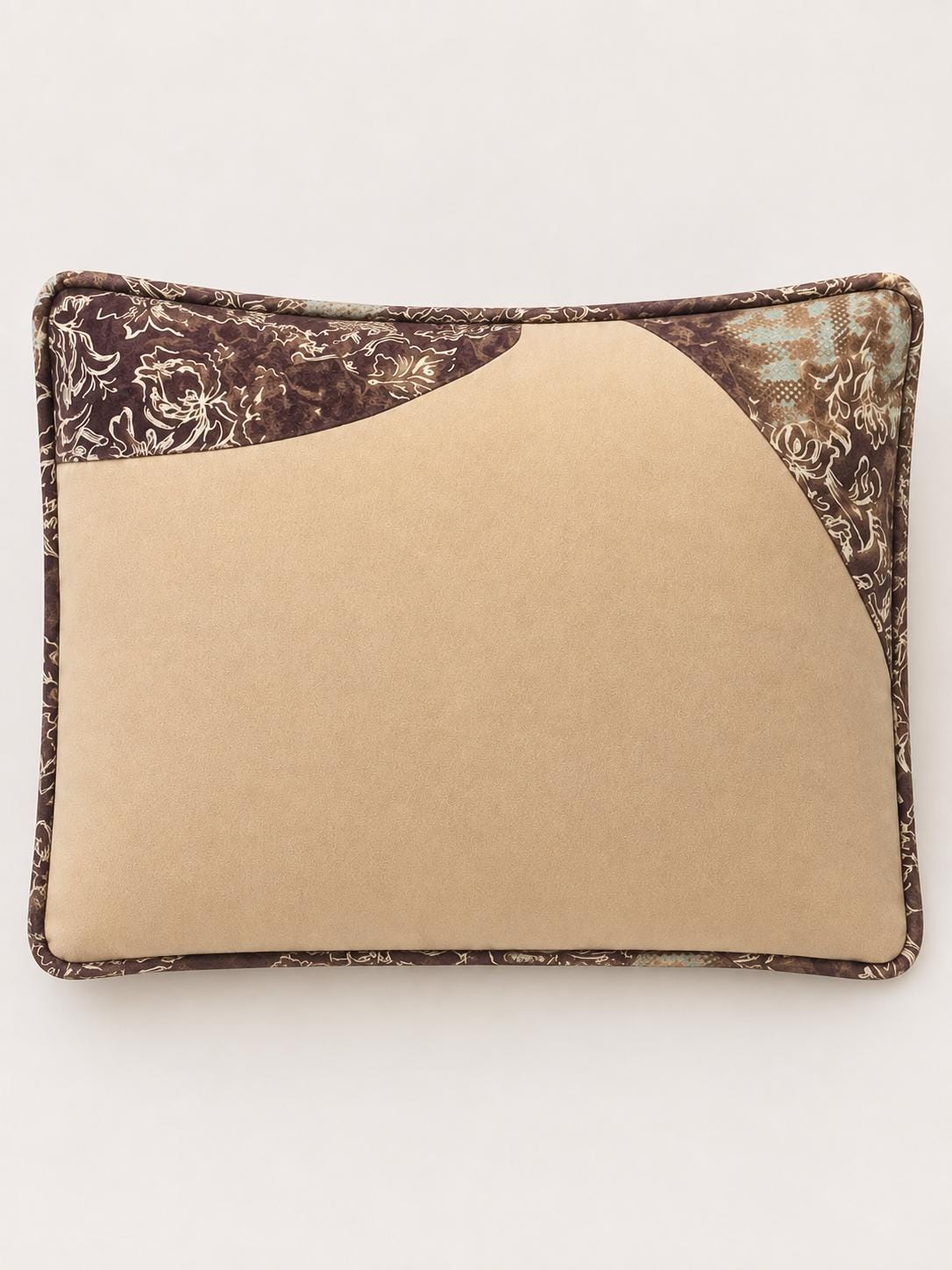 Handmade microfibre and patterned cotton square cushion, 50 × 50 cm