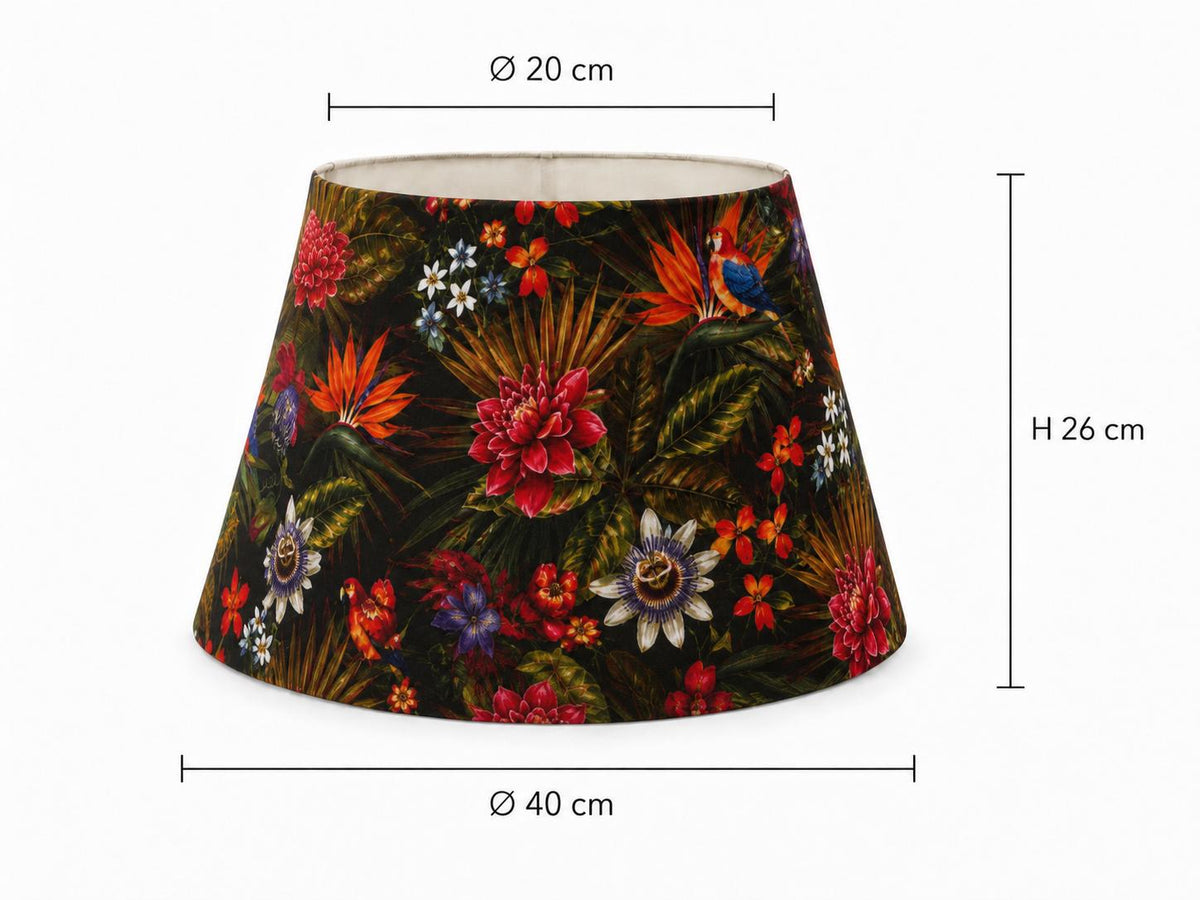 Dark floral Passiflora tapered lampshade 20 x 40 x 26 cm