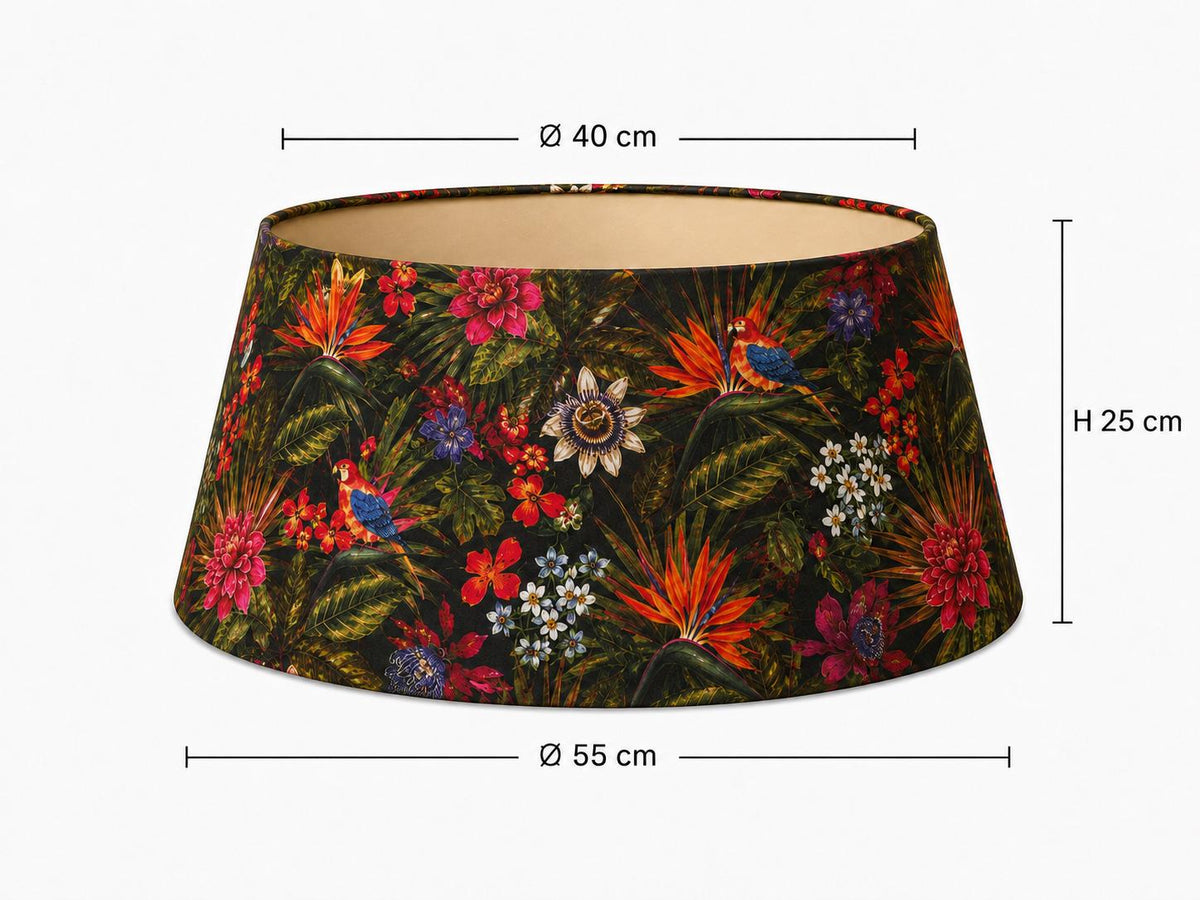 Dark floral Passiflora tapered lampshade 40 x 55 x 25 cm