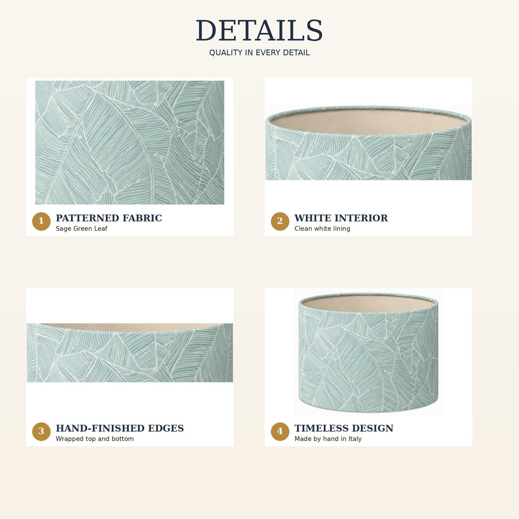 Sage green leaf handmade lampshade styled interior view