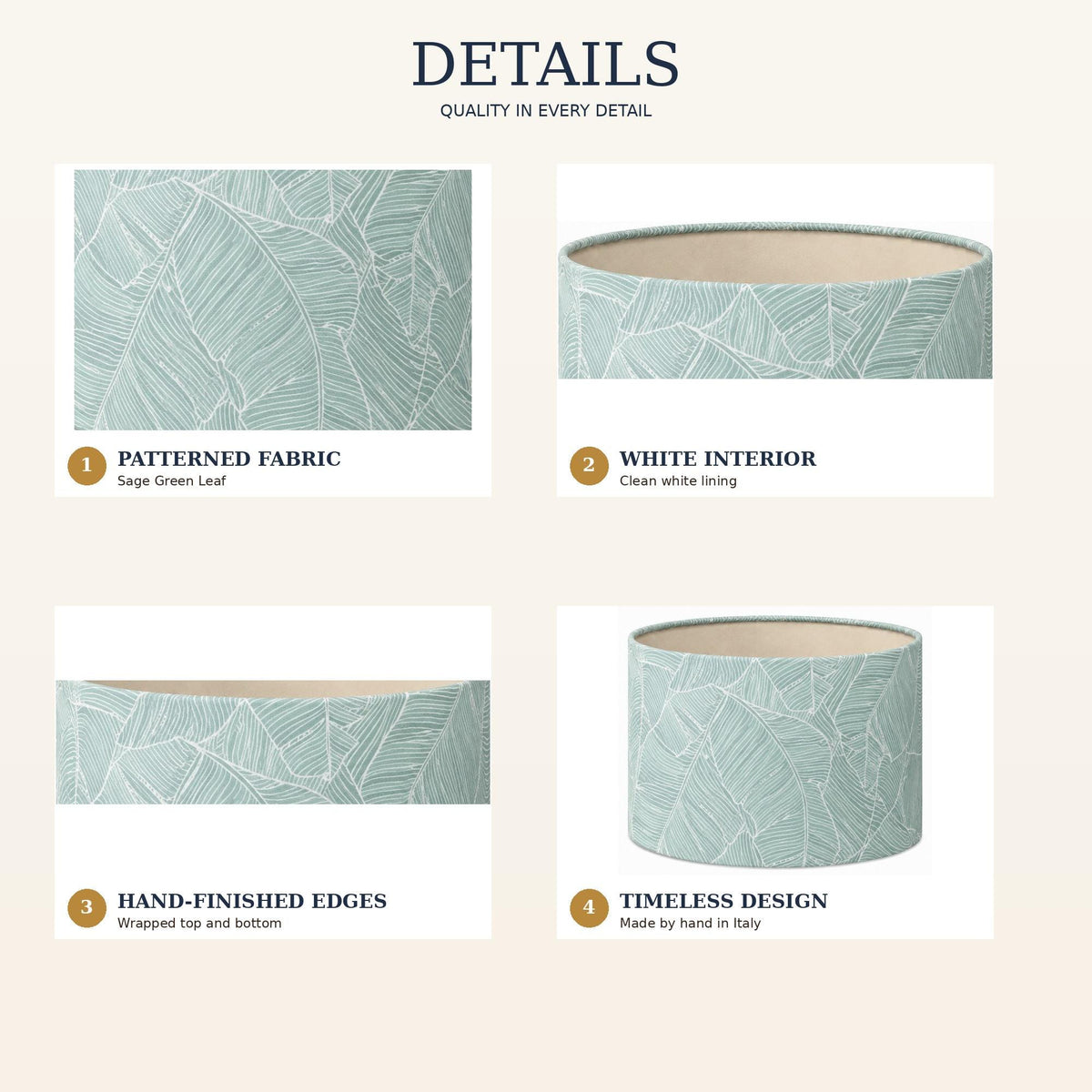 Sage green leaf handmade lampshade styled interior view