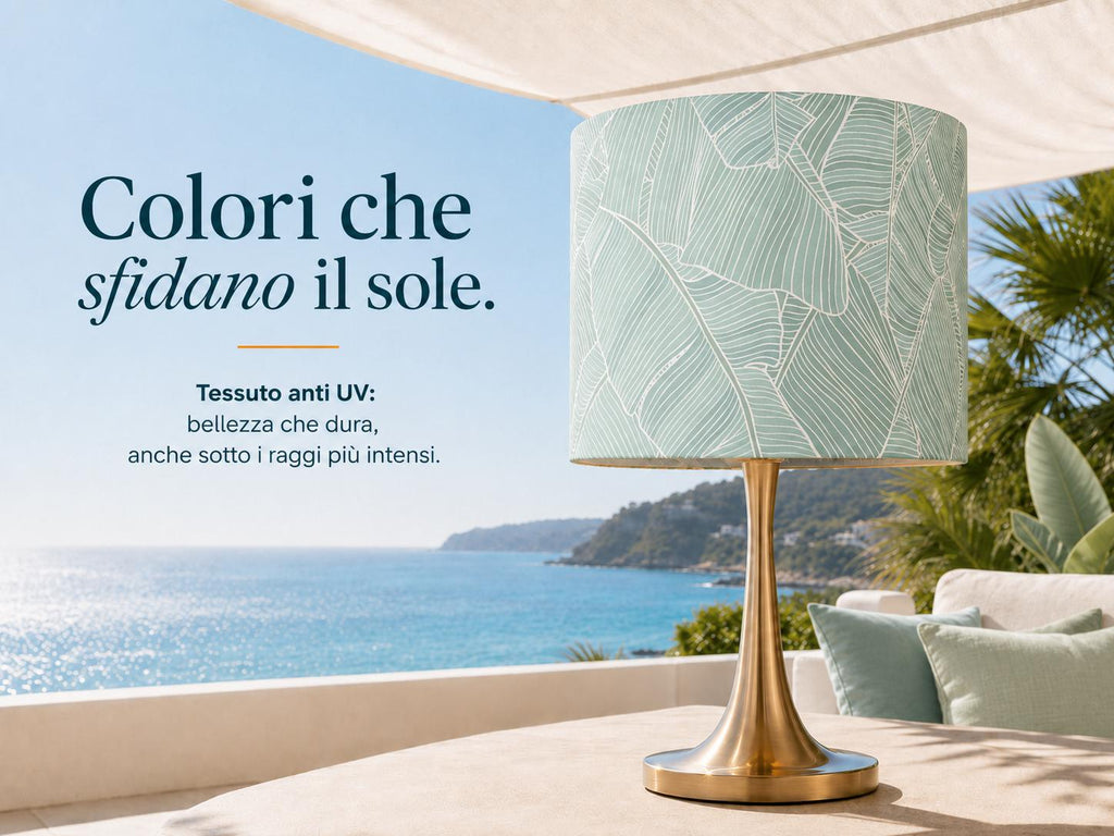 Sage green leaf handmade lampshade styled interior view