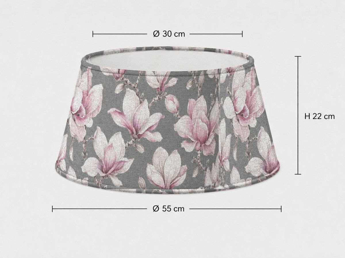Grey and blush magnolia tapered lampshade 30 x 55 x 22 cm