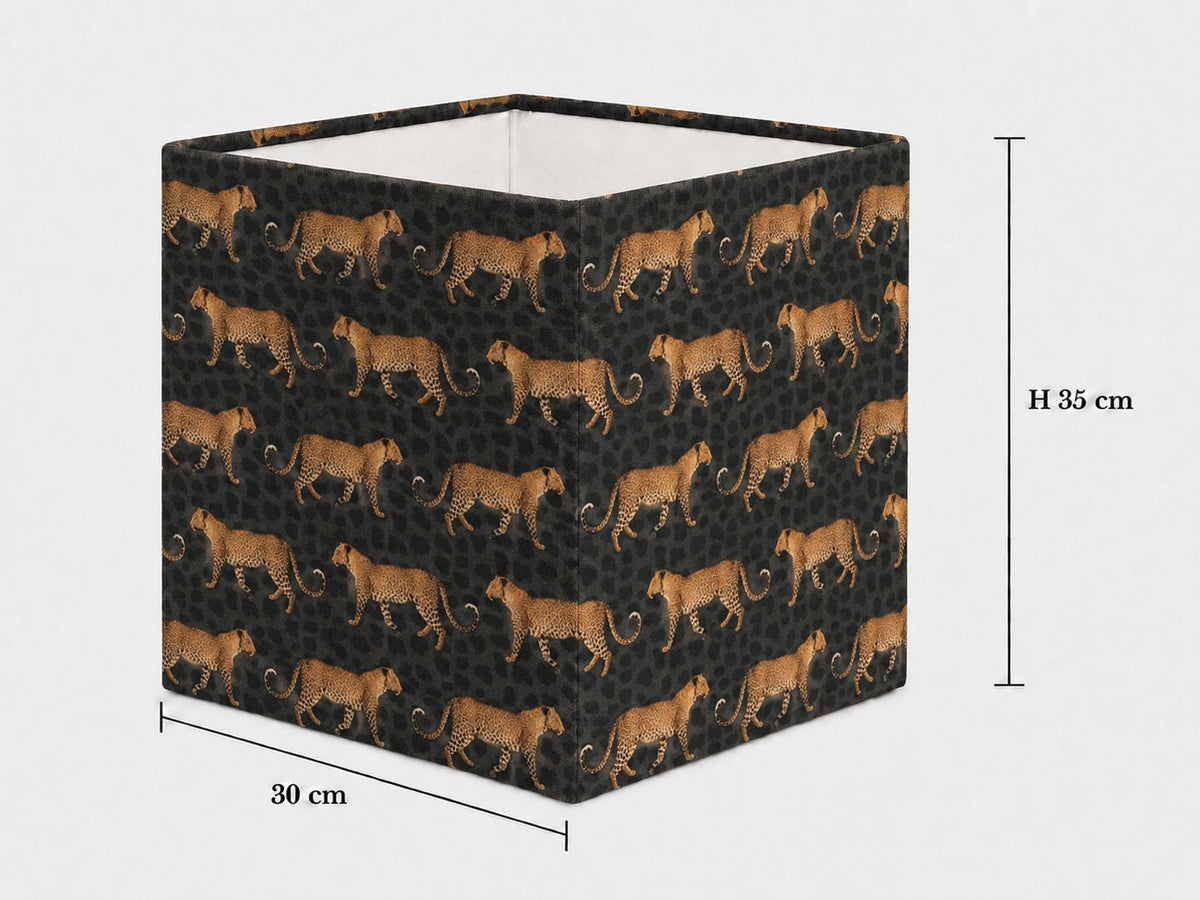 Golden leopard print cube lampshade 30 x 30 x 35 cm