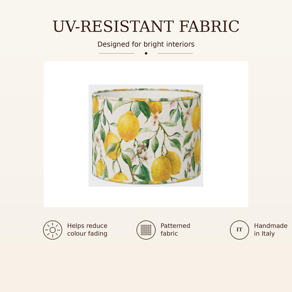 Lemon botanical handmade lampshade styled interior view