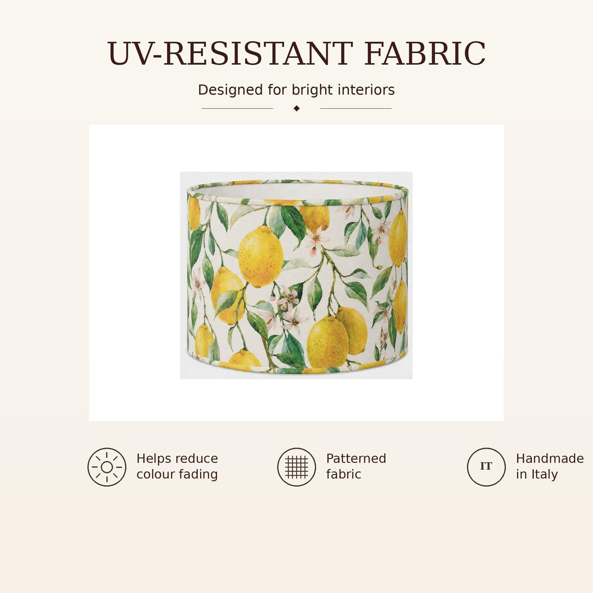 Lemon botanical handmade lampshade styled interior view
