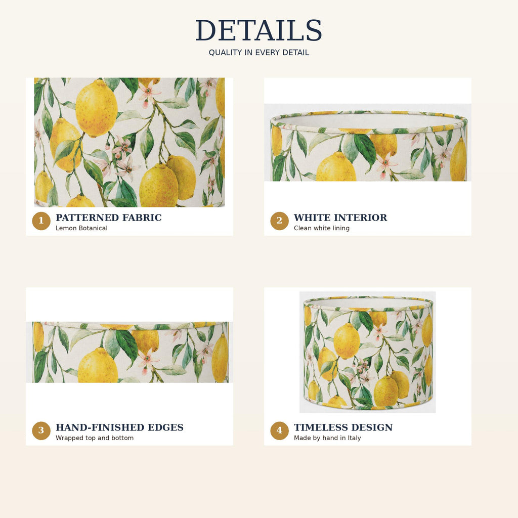 Lemon botanical handmade lampshade styled interior view