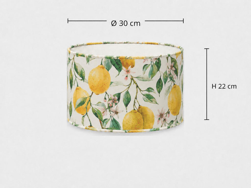 Lemon botanical drum lampshade 30 x 22 cm
