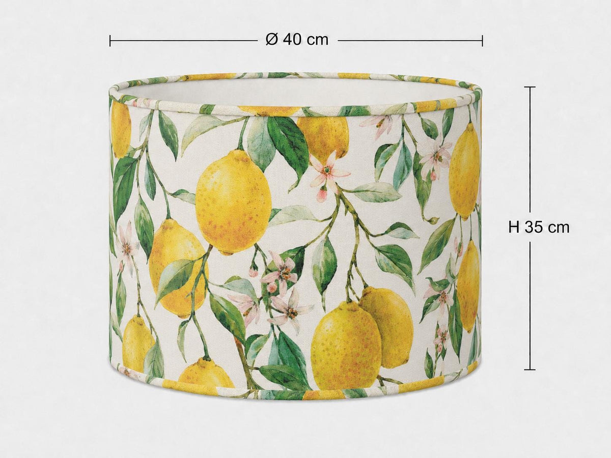 Lemon botanical drum lampshade 40 x 35 cm