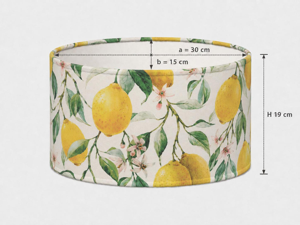 Lemon botanical handmade lampshade styled interior view