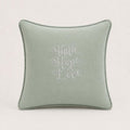 Sage green Smile embroidered cushion, 40 × 58 cm