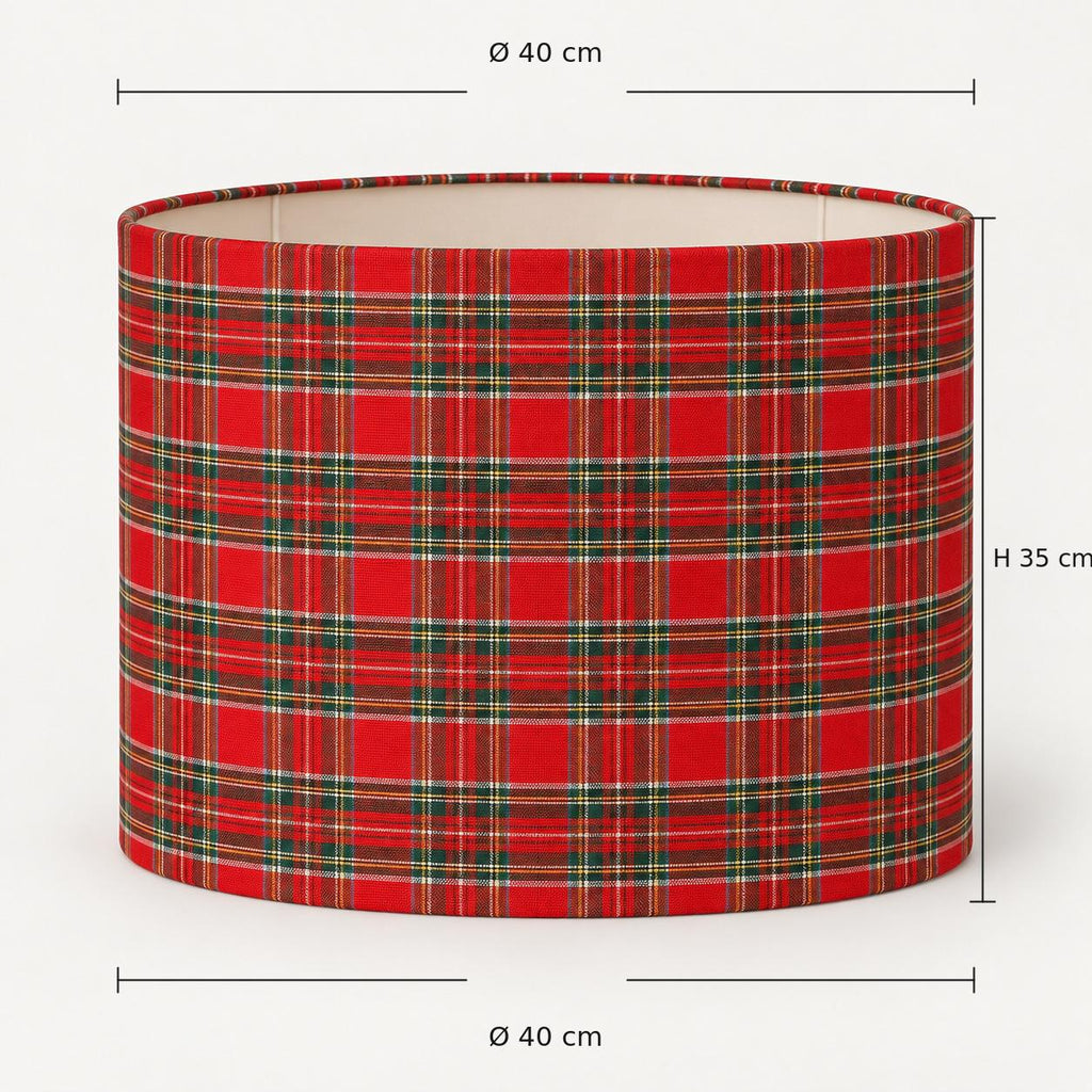 Red tartan lampshade — fabric detail