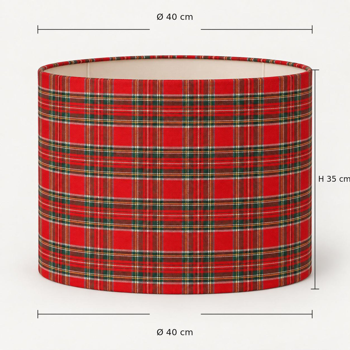 Red tartan lampshade — fabric detail
