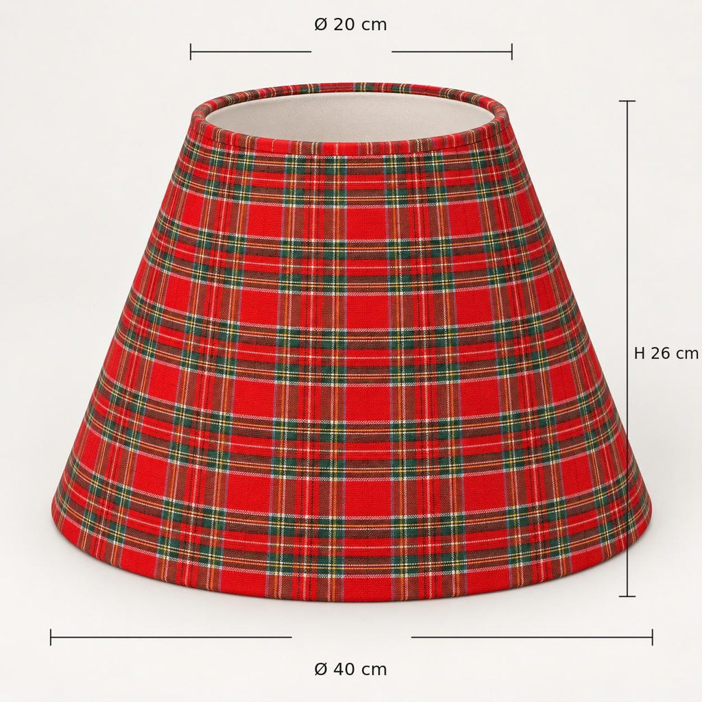Red tartan lampshade — interior finish