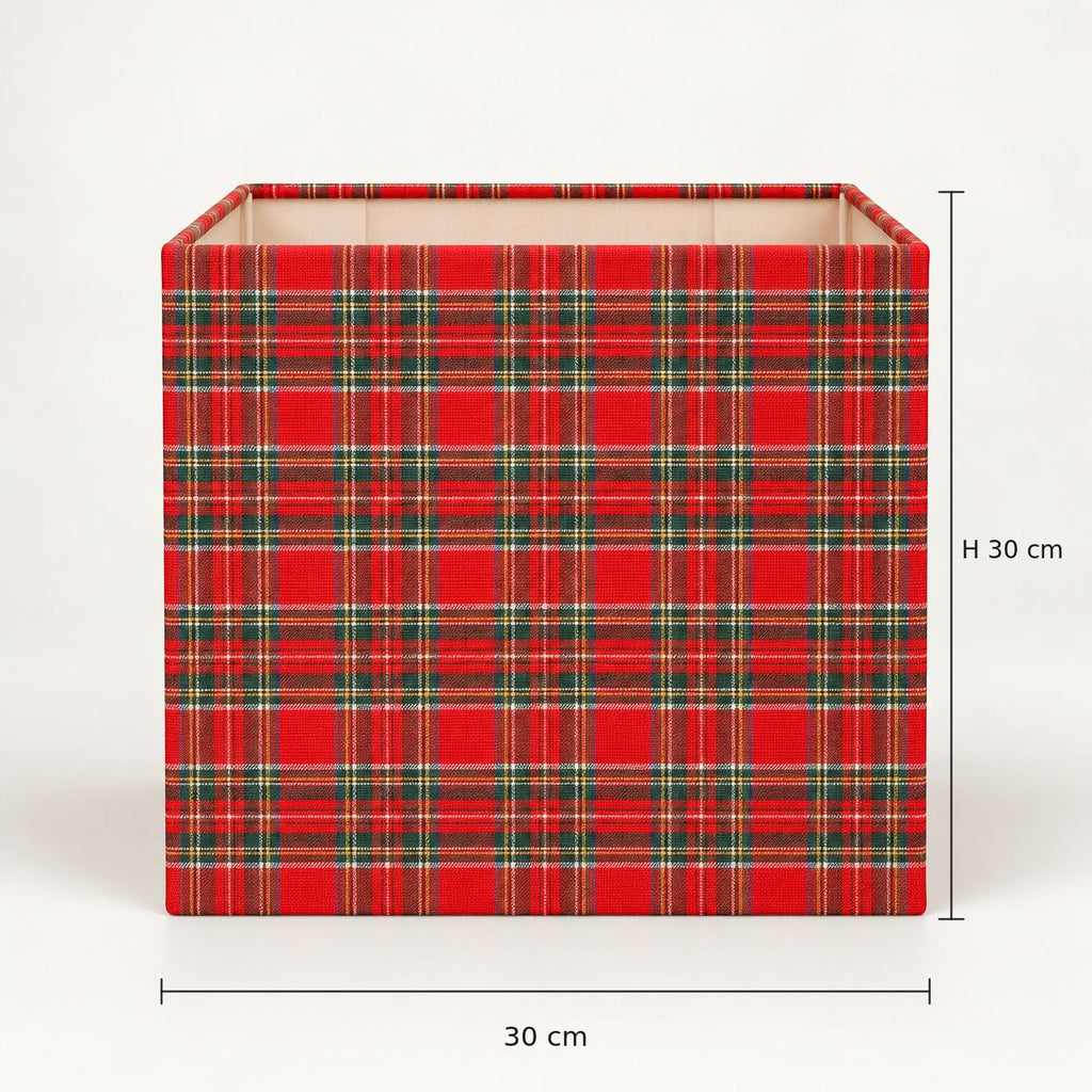 Red tartan lampshade — handmade finish