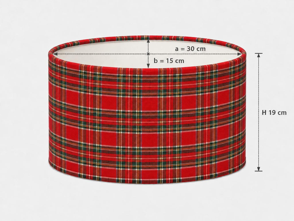 Red tartan lampshade — available shape