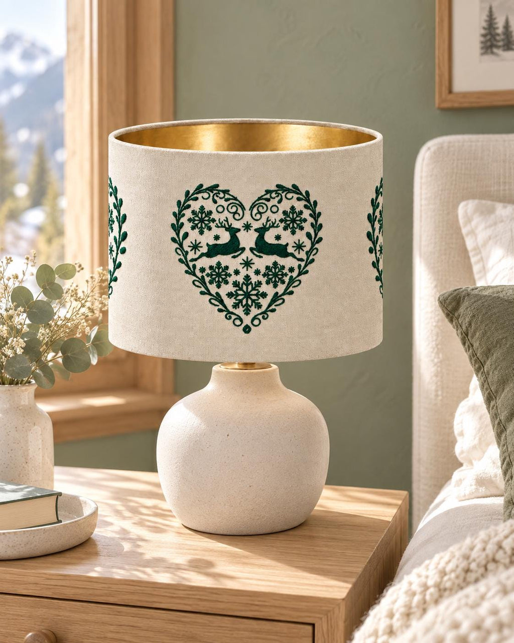 Embroidered Microfibre Lampshade with Gold Interior | Handmade in Italy — product image 5