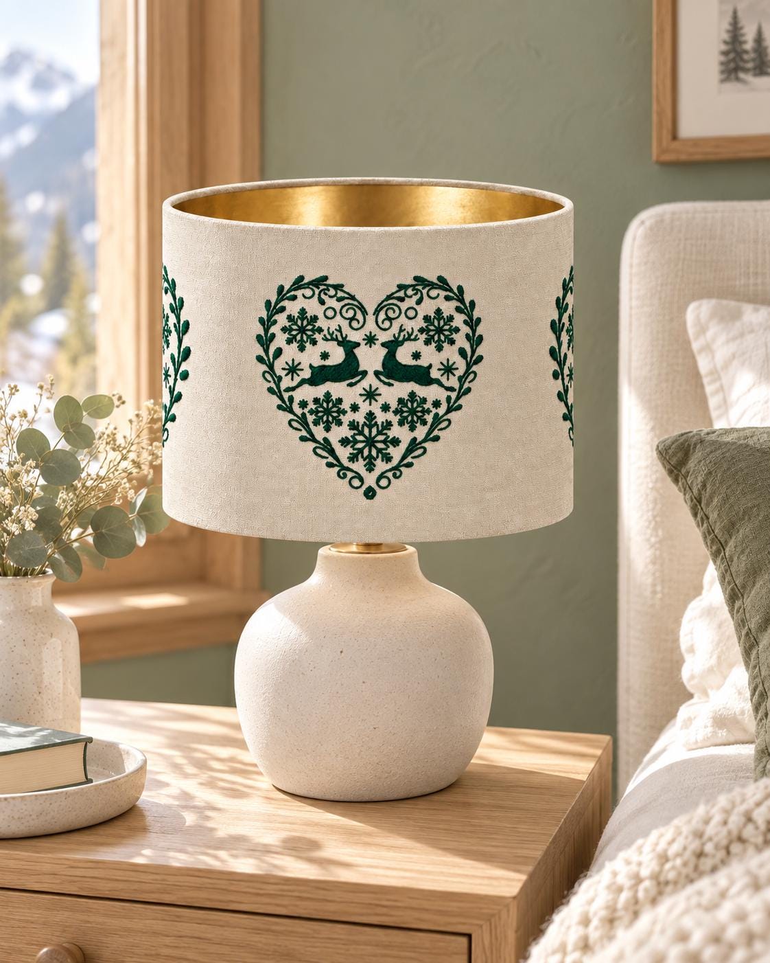 Embroidered Microfibre Lampshade with Gold Interior | Handmade in Italy — product image 5