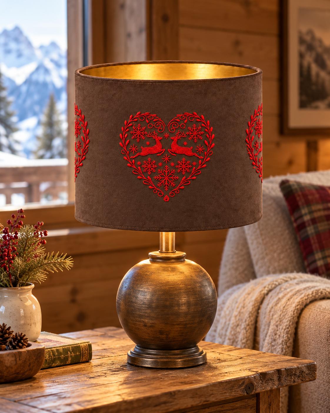 Embroidered Microfibre Lampshade with Gold Interior | Handmade in Italy — product image 6