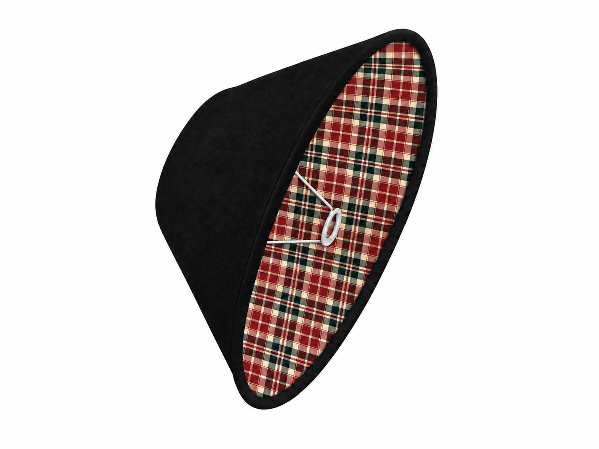 Double-Sided Black Microfiber & Red-Green Tartan Lampshade | 3 Shapes | Handmade in Italy — product image 6