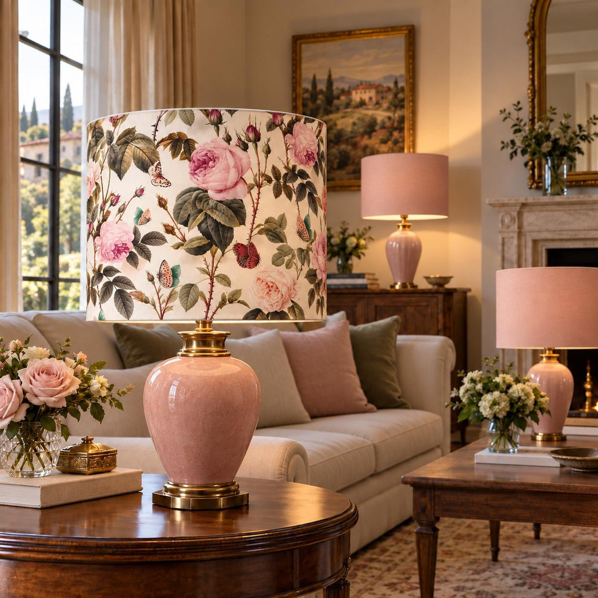 Antique Rose Silk Satin Lampshade | 2 Cylinder Sizes | Handmade in Italy — product image 8