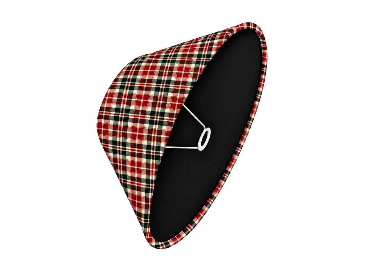 Double-Sided Black Microfiber & Red-Green Tartan Lampshade | 3 Shapes | Handmade in Italy — product image 8