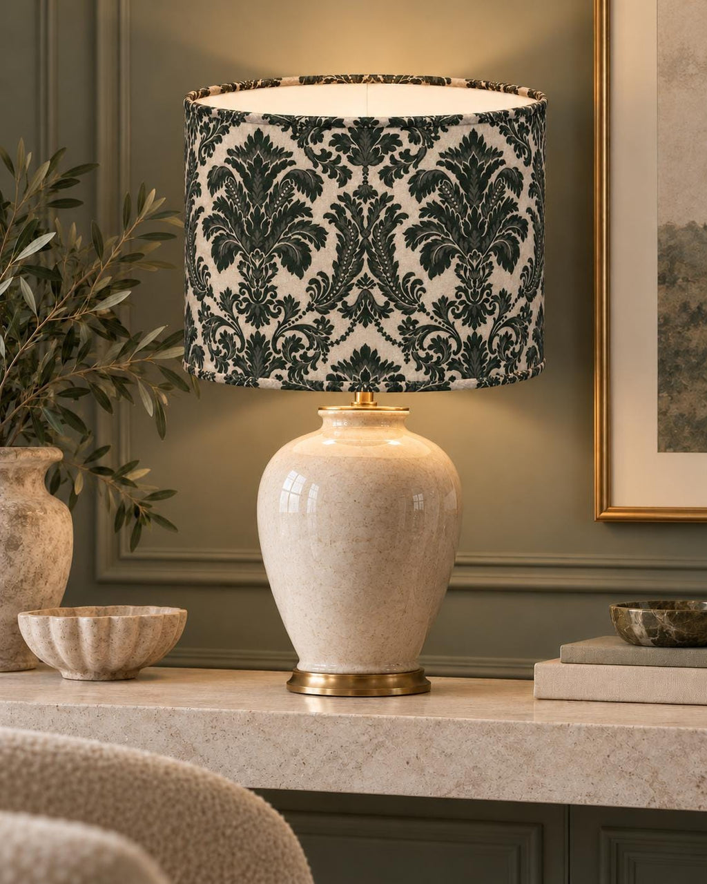 Forest Green Italian Damask Lampshade | 3 Sizes | Handmade in Italy — product image 6